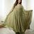 Olive faux georgette embroidered flared gown set