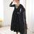 Black faux georgette embroidered flared gown set