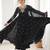 Black faux georgette embroidered flared gown set