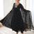 Black faux georgette embroidered flared gown set