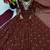 Dark-brown faux georgette embroidered flared gown set
