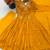 Dark-yellow faux georgette embroidered flared gown set