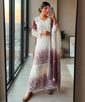 Multicolor georgette embroidered palazzo set 2