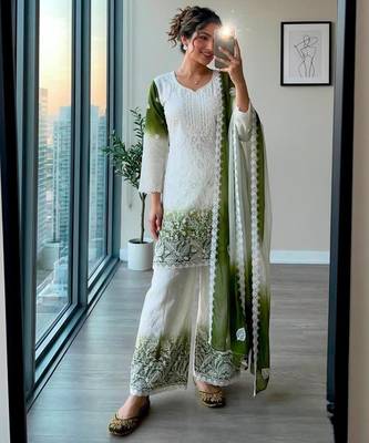 Multicolor georgette embroidered palazzo set 1