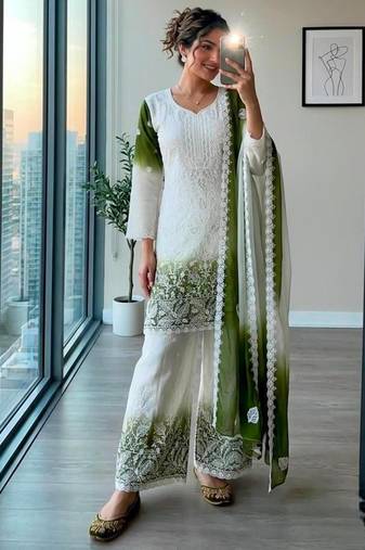 Multicolor georgette embroidered palazzo set
