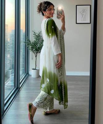 Multicolor georgette embroidered palazzo set 3