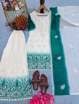 Multicolor georgette embroidered palazzo set 2