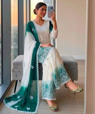 Multicolor georgette embroidered palazzo set 3