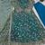 Blue silk blend embroidered flared gown set