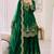 Dark-green satin embroidered sharara set