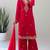 Red faux georgette embroidered palazzo set
