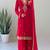 Red faux georgette embroidered palazzo set
