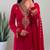 Red faux georgette embroidered palazzo set