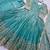 Light-blue silk blend embroidered flared gown set