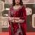 maroon jimmy choo embroidered embellished havy work wedding wear saree
