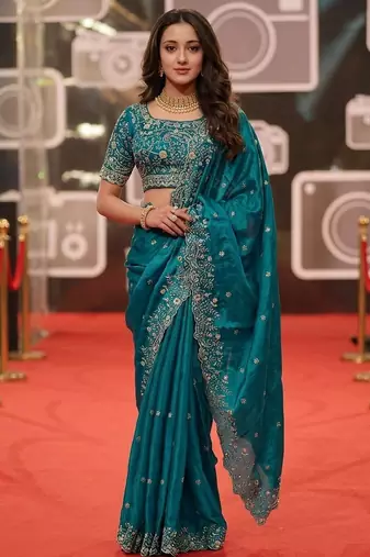 rama jimmy choo embroidered embellished havy work wedding wear saree