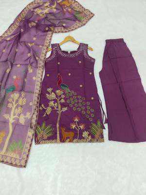 Purple silk blend printed palazzo set 2