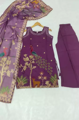 Purple silk blend printed palazzo set