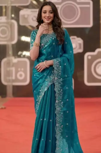 rama jimmy choo embroidered embellished havy work wedding wear saree