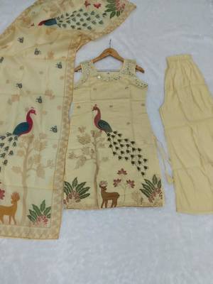 Cream silk blend embroidered palazzo set 2
