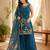 Dark-blue silk blend embroidered palazzo set