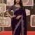 purple jimmy choo embroidered embellished havy work wedding wear saree