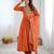 Orange silk blend embroidered flared gown set