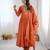 Orange silk blend embroidered flared gown set