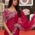 pink jimmy choo embroidered embellished havy work wedding wear saree