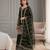 Dark-green silk blend embroidered palazzo set