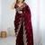 Maroon jimmy choo zari butti work embellished wedding wear saree