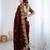 Maroon jimmy choo zari butti work embellished wedding wear saree