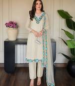 Cream organza embroidered kurta set
