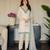 Cream organza embroidered kurta set