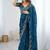 Blue jimmy choo zari butti work embellished wedding wear saree