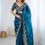 Blue jimmy choo zari butti work embellished wedding wear saree