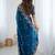 Blue jimmy choo zari butti work embellished wedding wear saree