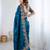 Blue jimmy choo zari butti work embellished wedding wear saree
