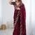 Wine jimmy choo zari butti work embellished wedding wear saree