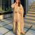 Beige silk blend embroidered palazzo set