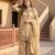 Beige silk blend embroidered palazzo set
