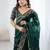 Green jimmy choo zari butti work embellished wedding wear saree