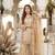 Beige silk blend embroidered palazzo set