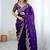 Purple jimmy choo zari butti work embellished wedding wear saree