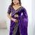 Purple jimmy choo zari butti work embellished wedding wear saree