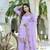 Lavender silk blend embroidered palazzo set