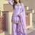 Lavender silk blend embroidered palazzo set