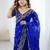 Royal blue jimmy choo zari butti work embellished wedding wear saree