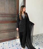 Black crepe embroidered farshi salwar set