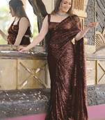 Pure georgette embellished sequinned party wear saree